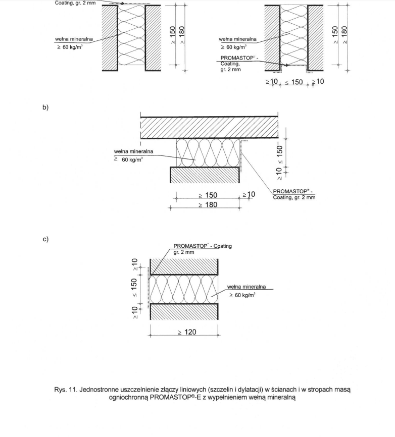 Detal dylatacji - rysunek techniczny
