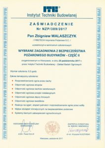 Certyfikat Firetech - natryski ogniochronne